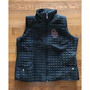New Oklahoma Sooner Vest XL Quilted Black OU Rhinestones Football Sports